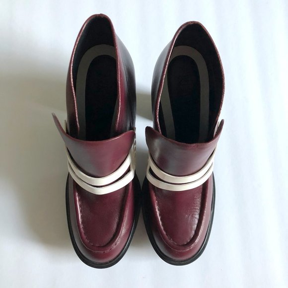 Kenzo bordeaux white platform leather loafer heels - Picture 5 of 10